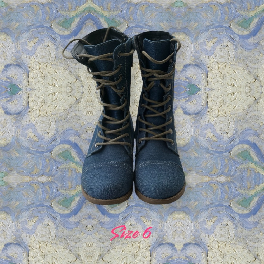 Elegant Navy Lace-Up Boots
